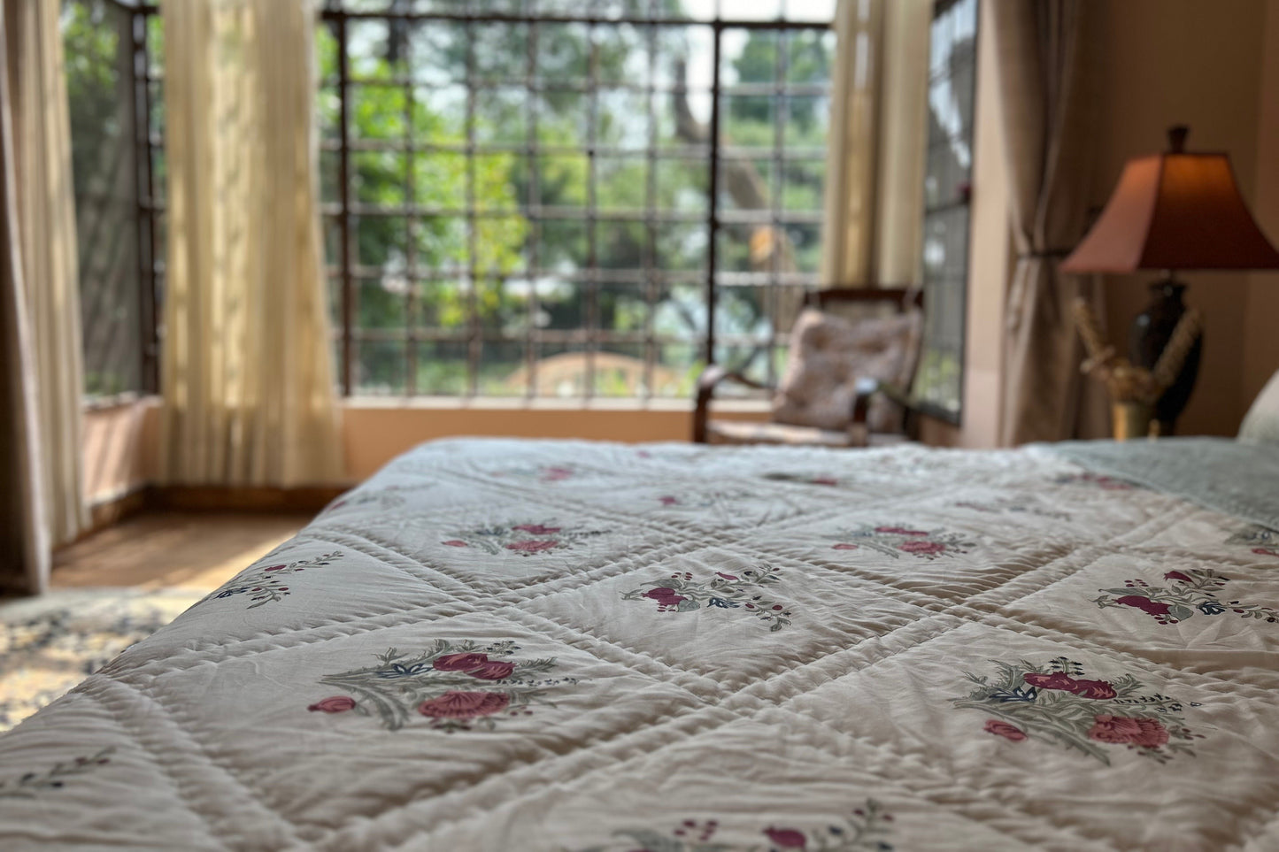 Pomegranate Kantha Muslin Razai