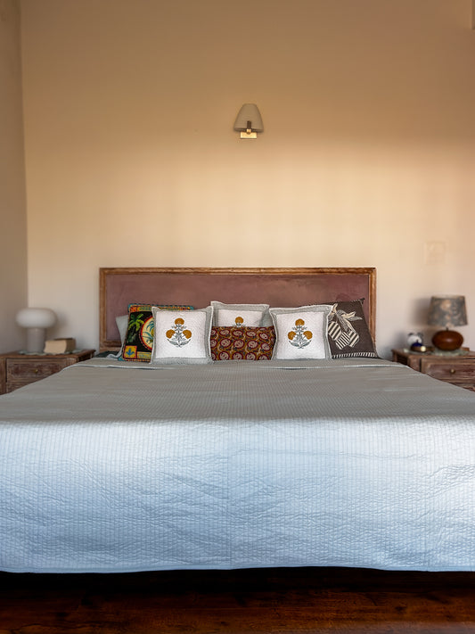 Powder Blue Quilted Bed Set