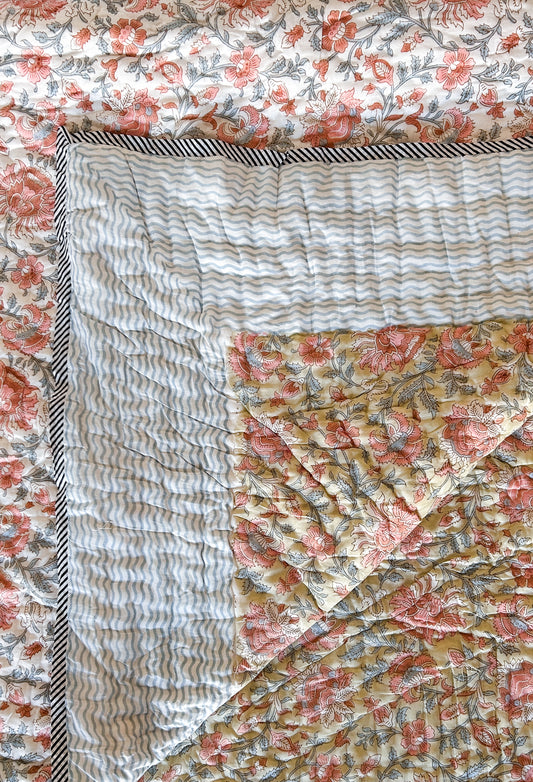 Pastel Garden Chevron Muslin Razai