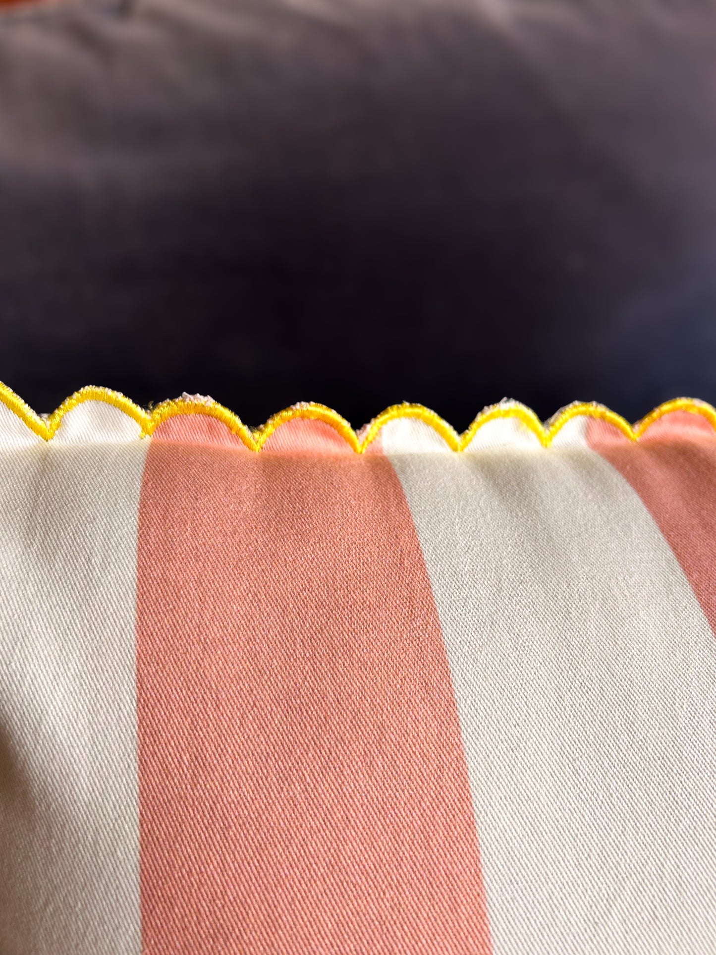 Peach Scalloped Lumbar Cushion Cover